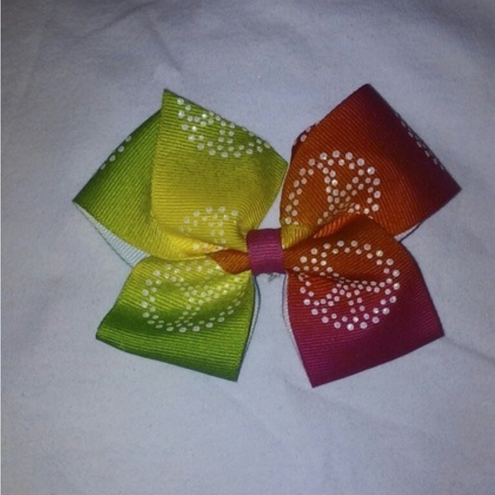 Peace Sign Colorful Girls Hair Bow